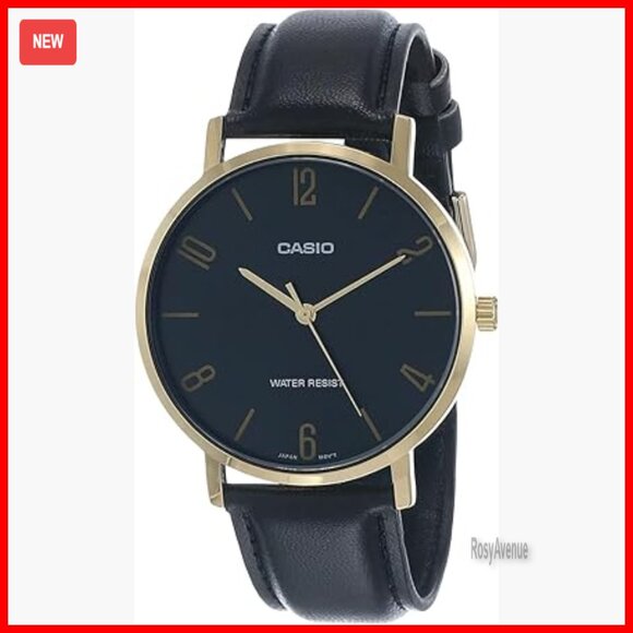 Men's Analog Watch with Leather Band 40mm Case Water Resistant